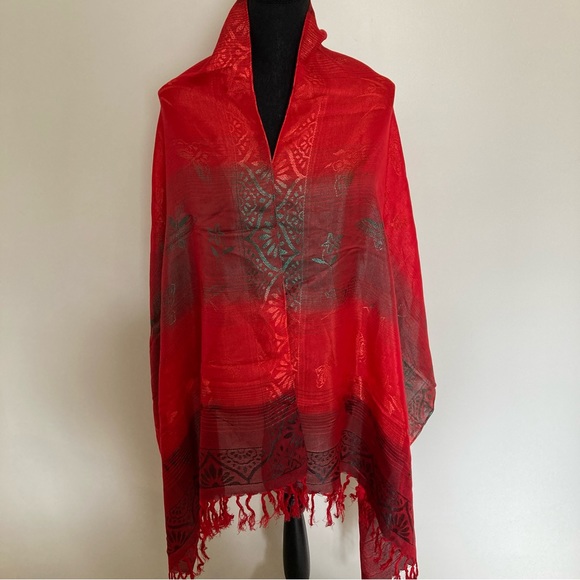 Red Butterfly Large Scarf/Wrap - Picture 3 of 9